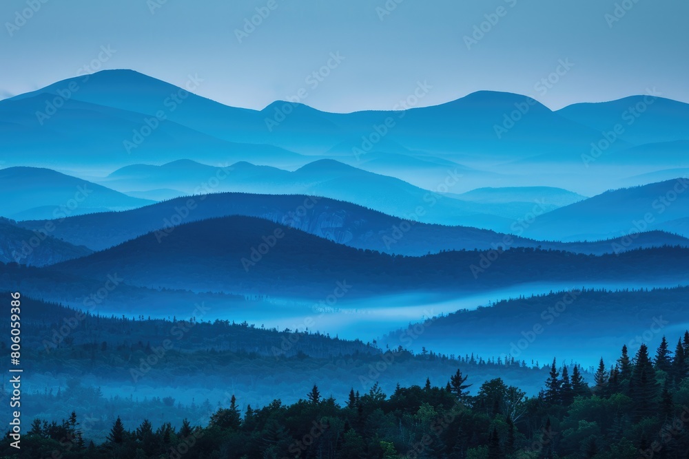 Beautiful Layers of Blue Mountains in Mountain Range . Scenic Landscape View