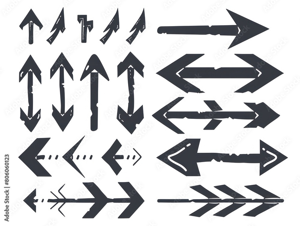 black arrows set on white background black arrows set on white background