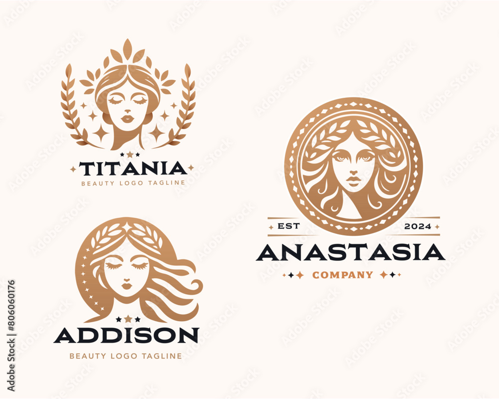 Vector elegant beauty woman salon logo design collections for company