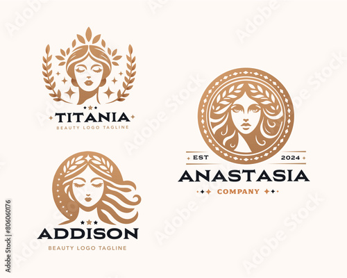 Vector elegant beauty woman salon logo design collections for company