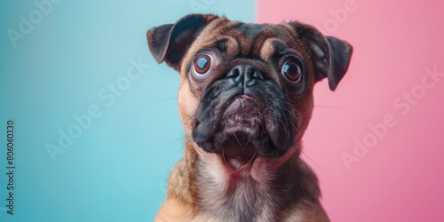 pug dog breed  isolated on color background