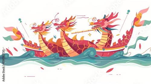  Giant rice dumplings, dragon boat festivalvector illustration