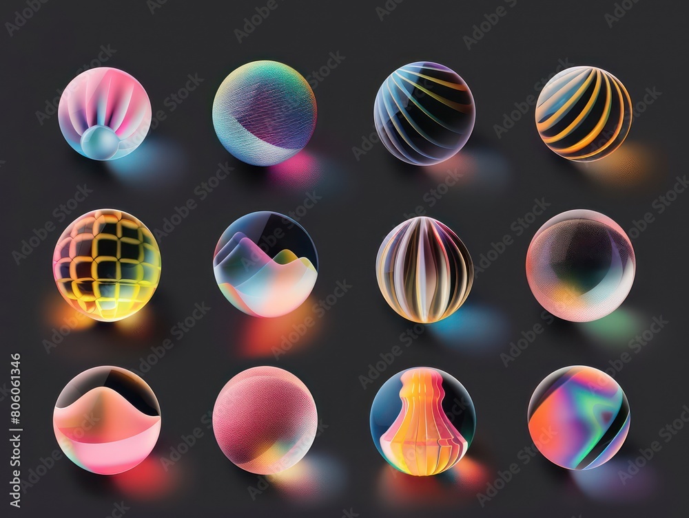 round shape icon colored gradient, black background