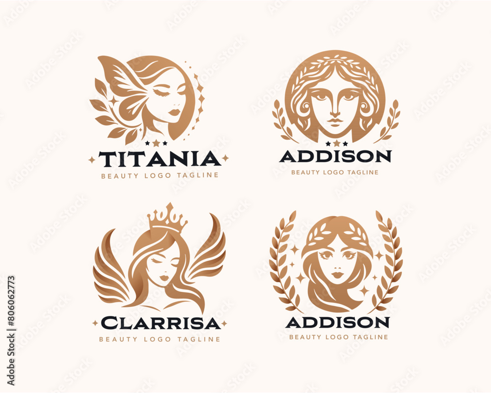 Vector elegant beauty woman salon logo design collections for company Vector elegant beauty woman salon logo design collections for company