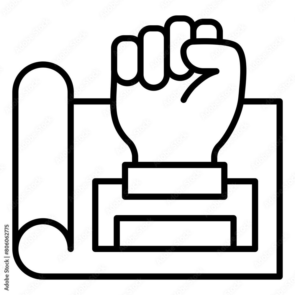 Blueprint for success icon with drawing paper and fist Blueprint for success icon with drawing paper and fist