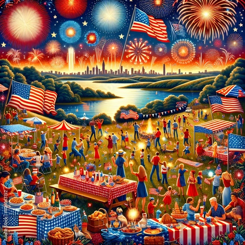 Patriotic picnic in the United States of America, New York.