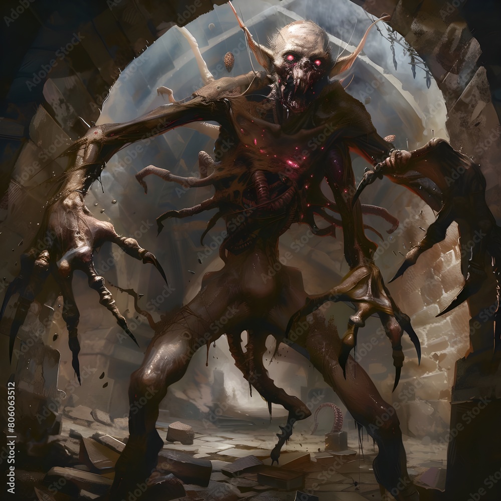 Obraz premium a horrible creature in the dungeon of a castle