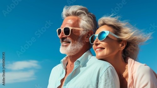 Happy retired couple enjoying the sunshine