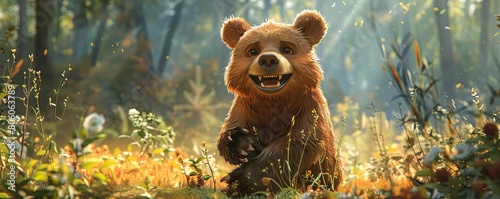 Design BB Bear with a big smile on his face as he explores the world around him photo