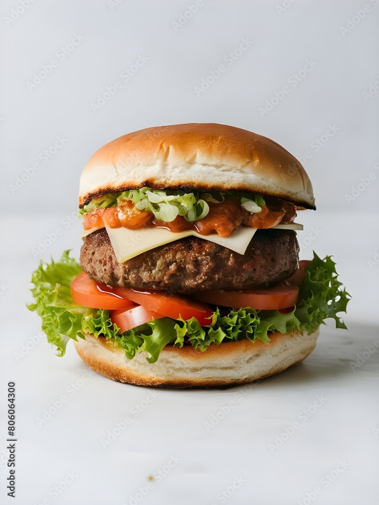 Experience a vegan burger featuring a plant-based patty and dairy-free cheese, set against a white background for contrast.
Experience a vegan burger featuring a plant-based patty and dairy-free cheese, set against a white background for contrast.