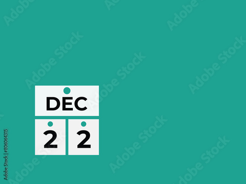 December 22 calendar reminder. 22 December daily calendar icon template. Calendar 22 December icon Design template. Vector illustration
