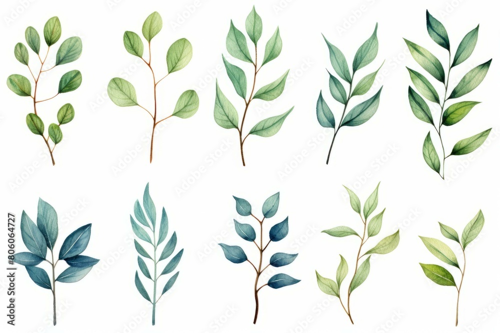 Aquarelle Set of Botanical Elements Aquarelle Set of Botanical Elements