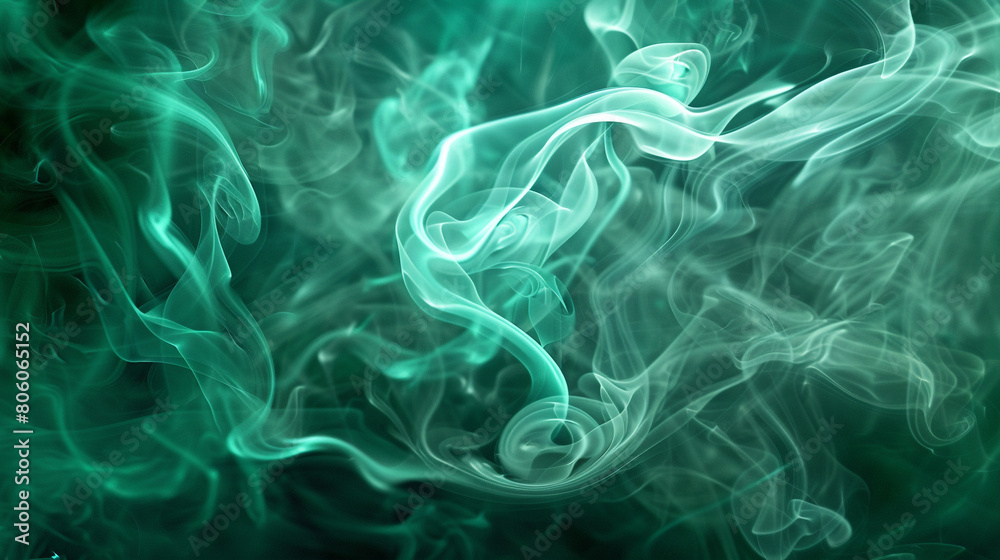 A dramatic swirl of smoke in deep emerald green, with a neon light texture that mimics the luminous quality of a gemstone. A dramatic swirl of smoke in deep emerald green, with a neon light texture that mimics the luminous quality of a gemstone.