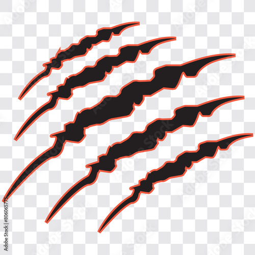 Animals Claw Scratches Icons Set! Intricate claw scratch silhouettes in vector format. Perfect for dynamic visuals and thematic projects.