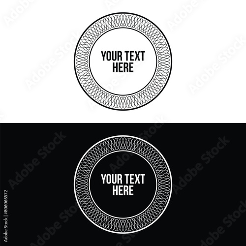 Circular logo design template with wavy lines, wavy lines in circle logo black and white