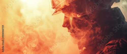 A firefighter trains in a smokefilled simulation room photo