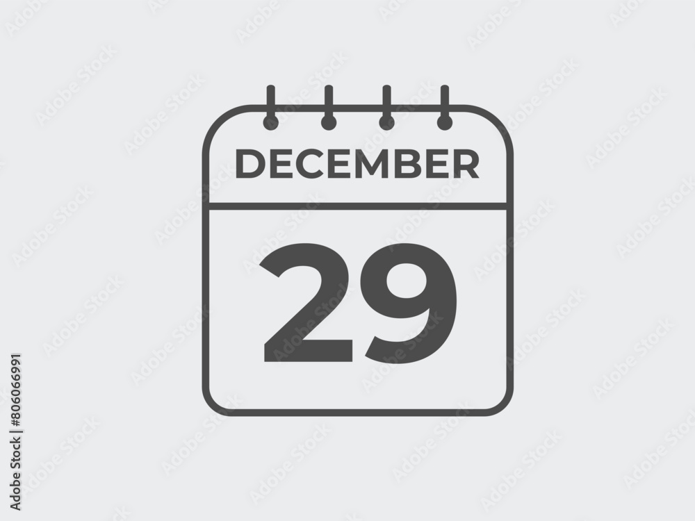 December 29 calendar reminder. 29 December daily calendar icon template. Calendar 29 December icon Design template. Vector illustration
December 29 calendar reminder. 29 December daily calendar icon template. Calendar 29 December icon Design template. Vector illustration