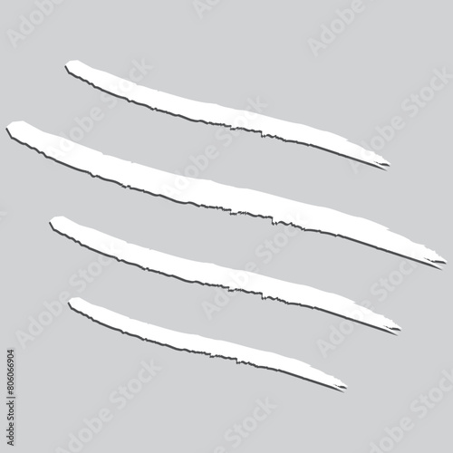 Scratches from a predatory animal, three white scratches from bear claws.