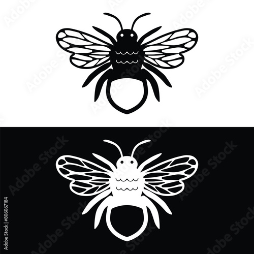 Honey bee Vector Illustration, Bee Vector Balck and white illustration