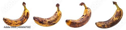 Over-ripe bananas, transparent background, png set
