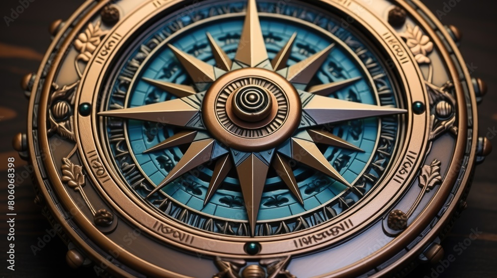 Fototapeta premium Wooden compass on wooden table