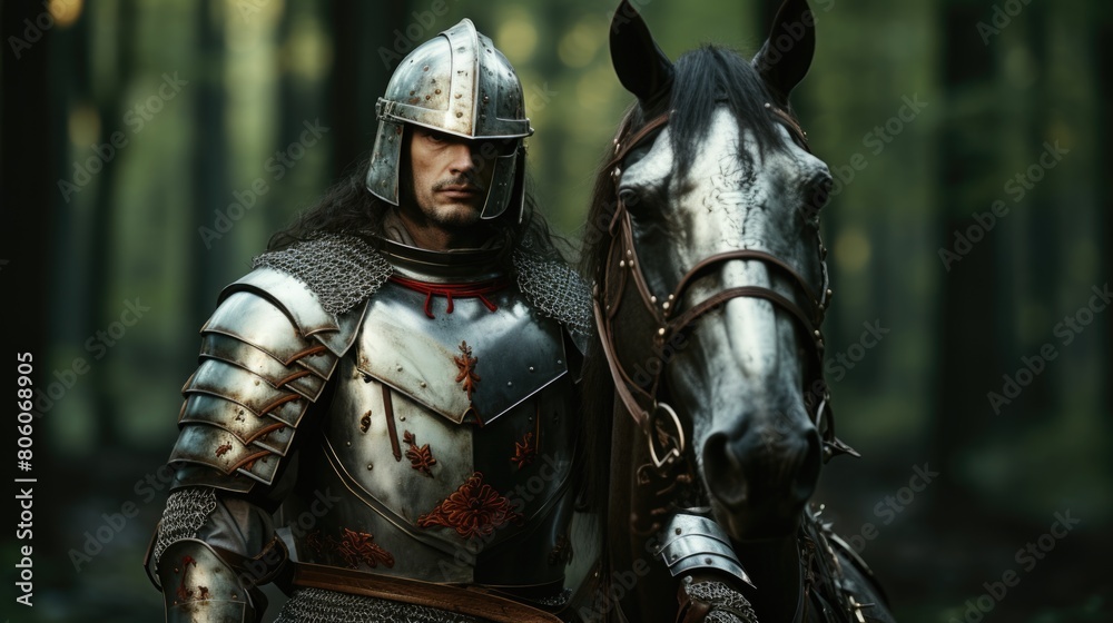 Christen man knight old time concept in war in forest Christen man knight old time concept in war in forest