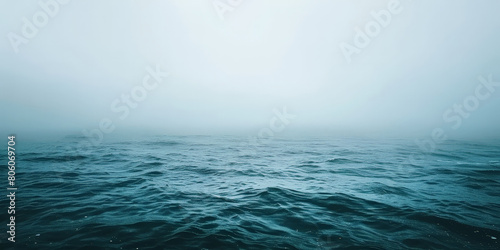 blue sea with waves and clouds , blue ocean with fog, nature background