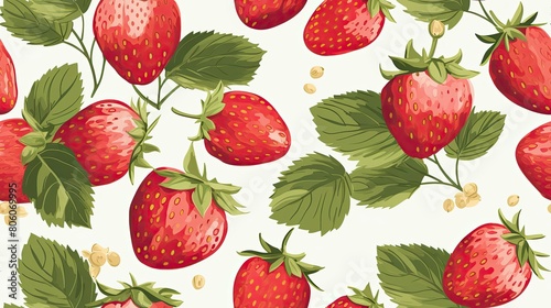 vector seamless pattern of juicy strawberries backgrounds illustrations