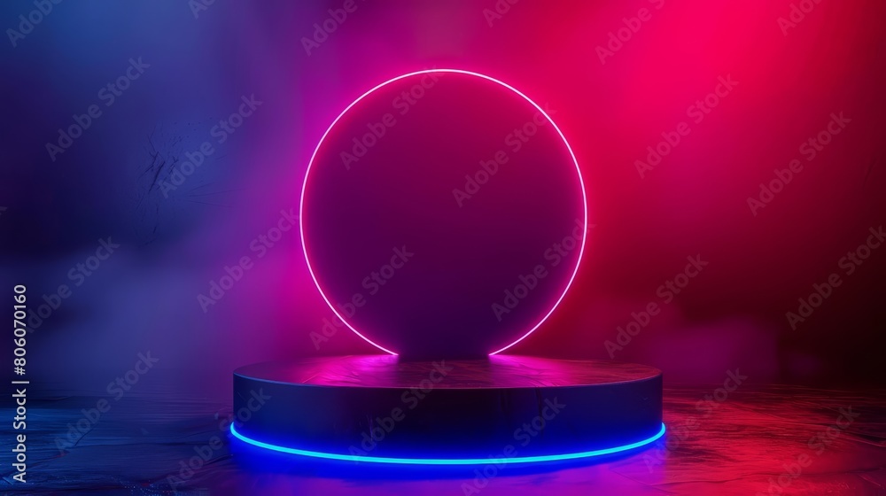 Surrounded by vibrant neon lights Surrounded by vibrant neon lights