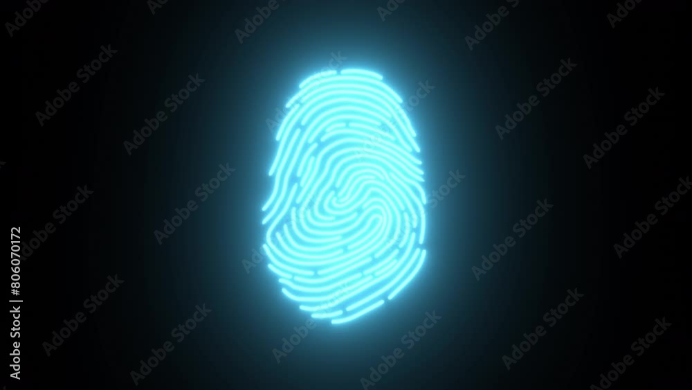 Animated Holographic Neon Fingerprint