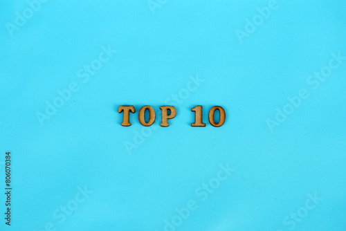 the words Top 10 engraved on wood photo