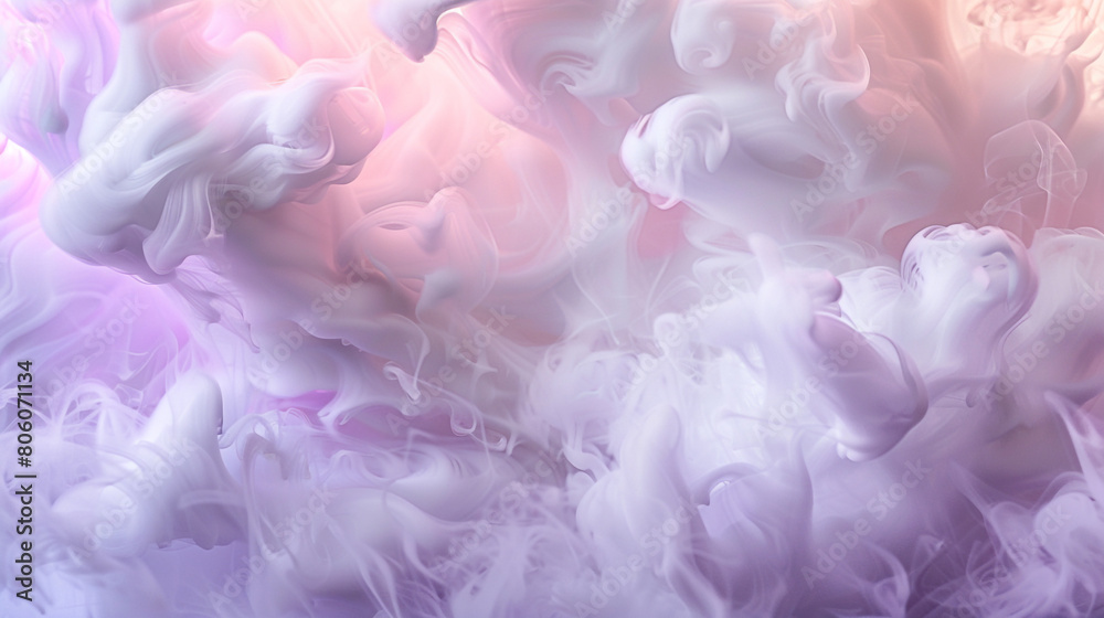 A soft, enveloping cloud of smoke in white and cream, with a neon light texture in pastel lavender adding a peaceful ambiance. A soft, enveloping cloud of smoke in white and cream, with a neon light texture in pastel lavender adding a peaceful ambiance.