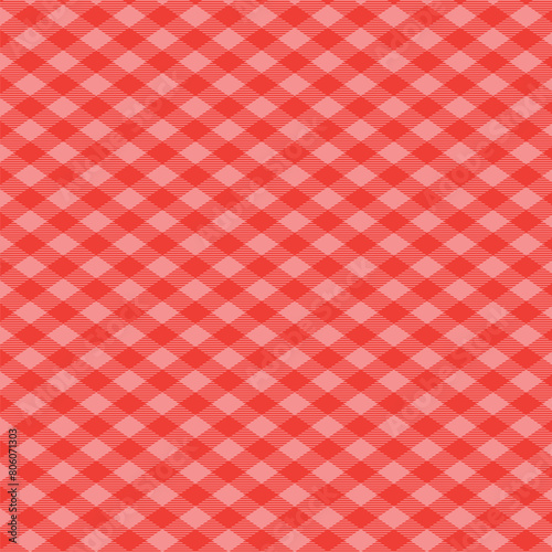 Digonal lines Gingham pattern vector, red and white digonal lines pattern
