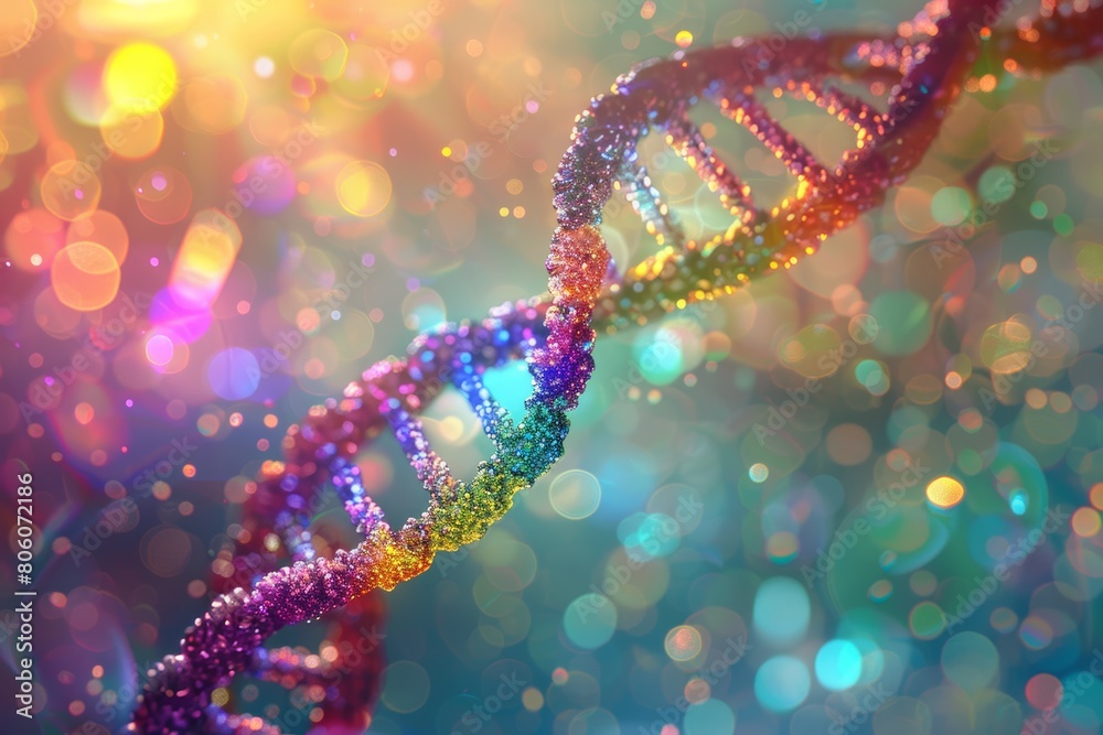 Colorful DNA Strand Illustration with Vibrant Bokeh Background
Colorful DNA Strand Illustration with Vibrant Bokeh Background