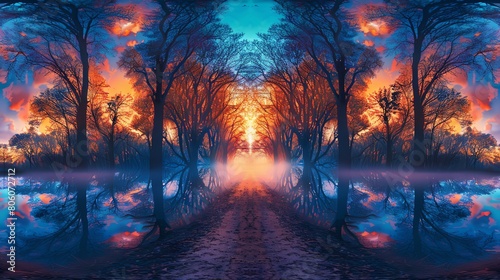 Embrace the spirit of Surrealism by depicting a dreamlike forest at twilight