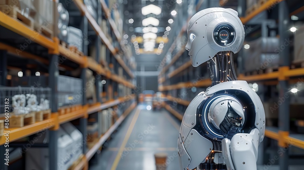 Show robots working in warehouses or factories, demonstrating automation and efficiency in business operations Show robots working in warehouses or factories, demonstrating automation and efficiency in business operations