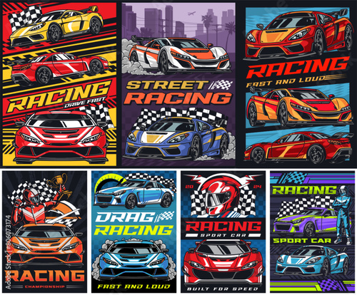 Street racing set stickers colorful