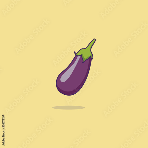 Eggplant cartoon, eggplant Vegeta ble vector. Isolated on soft background.
