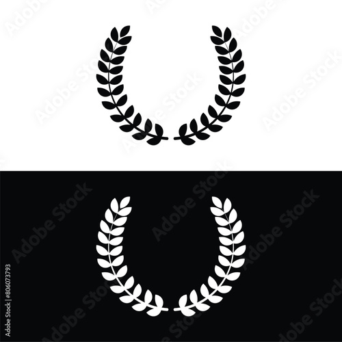 Laural Wreath Black and white vector, Leaves vector