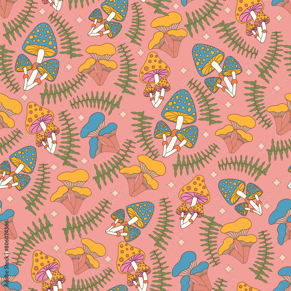 Naklejka premium Mushroom seamless pattern suitable for wallpaper, fabric, cover, background, etc
