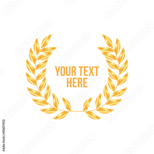 Golden Wheat Vector Illustration, Laural Wreath Vector  Illustration, Leaves logo Template