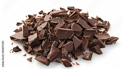 chocolate pieces isolated on white background