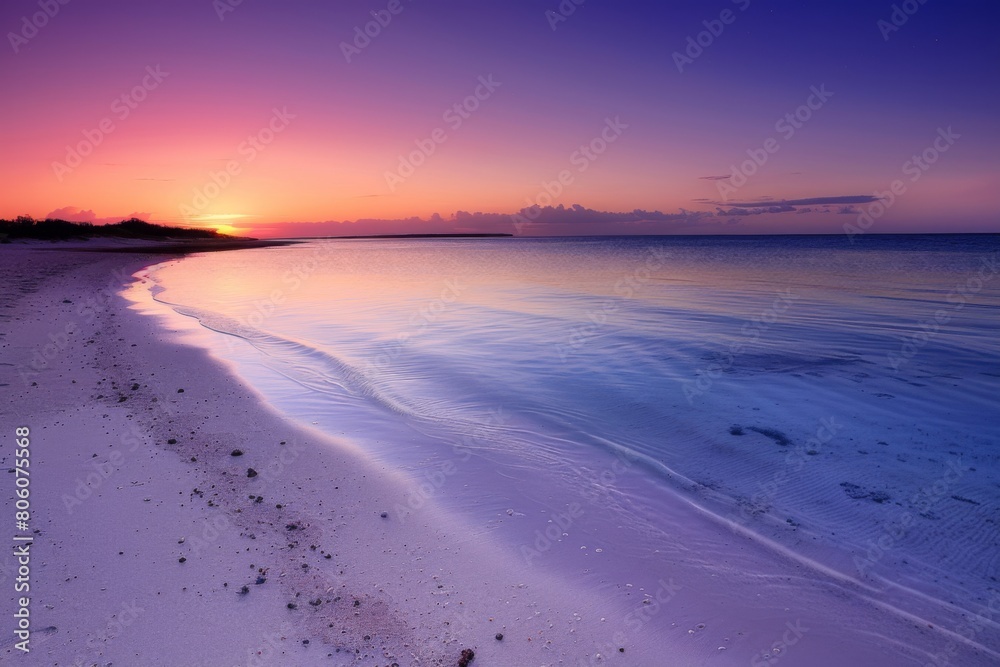 Vibrant sunset over tranquil tropical beach