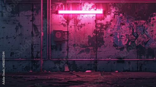 Obraz na płótnie cyberpunk wall with neon copy space w salonie