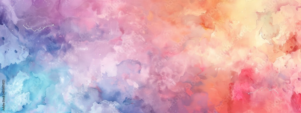 Colorful pastel watercolor background with soft blurred color gradients, in a dreamy and romantic style, with rainbow colors, cloudcore, high resolution, with a harmonious composition.