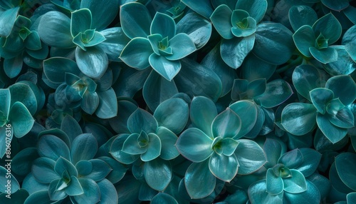 Close-up of blue Echeveria leaves with a velvety texture.