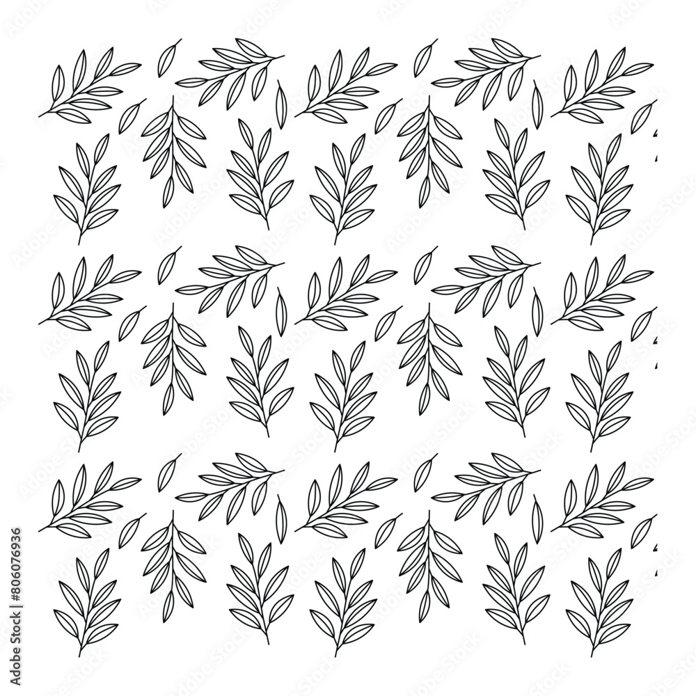 Fototapeta premium Branches leaves vector Pattern, leaves pattern designs black and white
