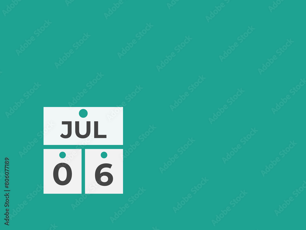 July 6 calendar reminder. 6 July daily calendar icon template. Calendar 6 July icon Design template. Vector illustration
July 6 calendar reminder. 6 July daily calendar icon template. Calendar 6 July icon Design template. Vector illustration
