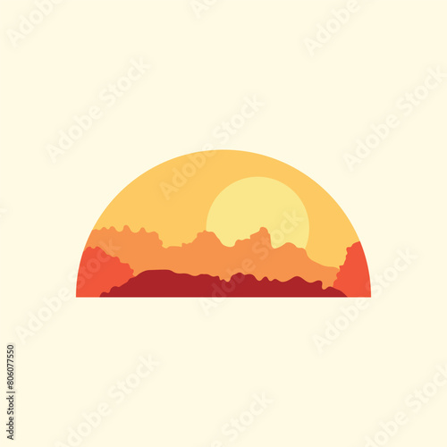 Summer landscape vector illustration, Landscape illustration