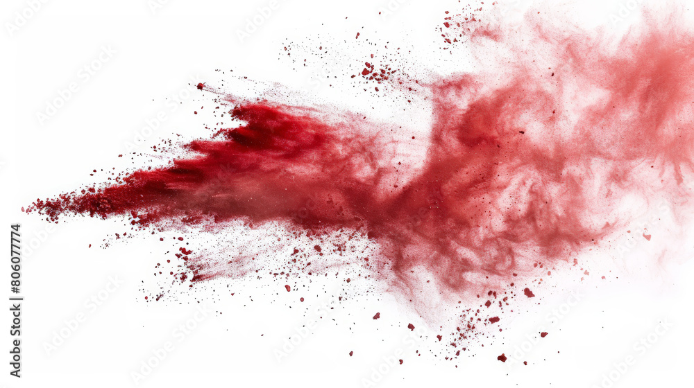 red chalk pieces and dust flying around red chalk pieces and dust flying around